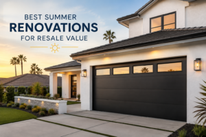 best summer renovations for resale value - new garage door on a home exterior