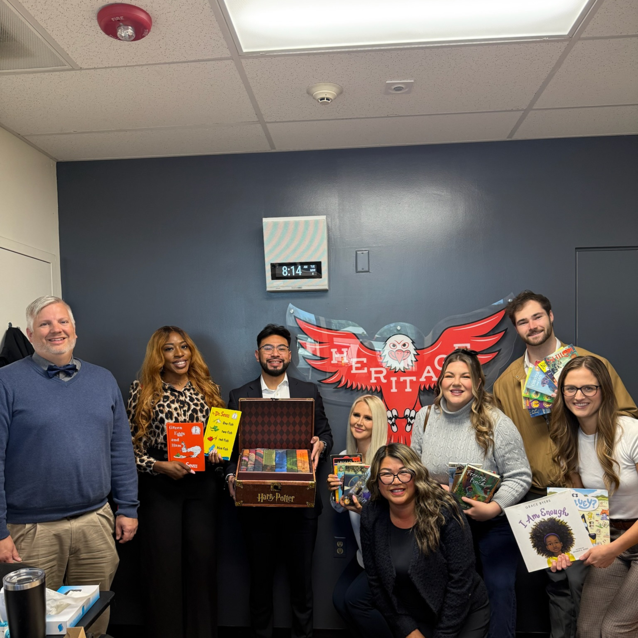 Book donation to a South Orange County Heritage school classroom